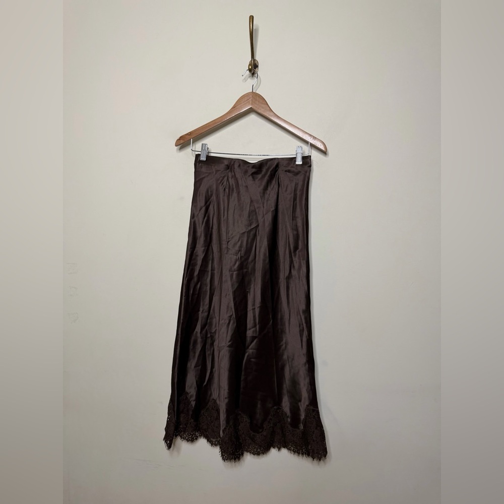 Reformation Carolina Silk Skirt in Black Bean - Picture 5 of 6